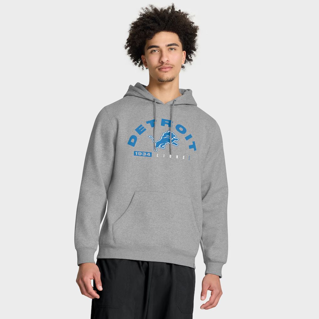 Men 2026 NFL Detroit Lions Grey Hoodie hooded style 01->detroit lions->NFL Jersey